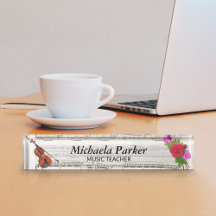 Violin y Rosas Hoja de cosecha de vintage Placa de