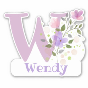 Nombre Wendy con la letra W Pegatina de corte