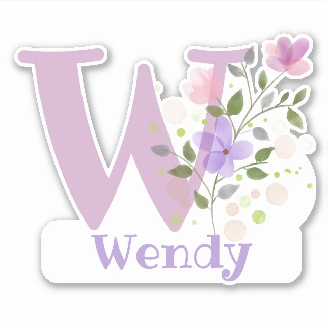 Nombre Wendy con la letra W Pegatina de corte (Anverso)