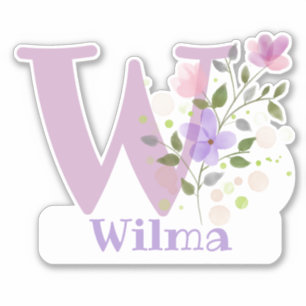Nombre Wilma con la letra W Pegatina de corte