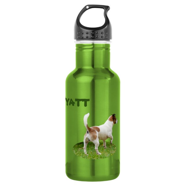 Nombre Wyatt Con Fox Terrier, Botella De Agua (Anverso)