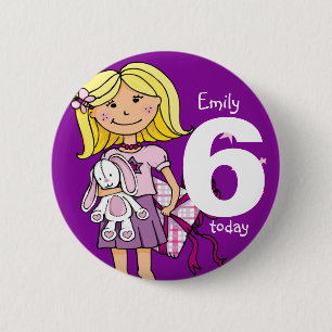 Nombre y botón de edad del chica de cumpleaños / i