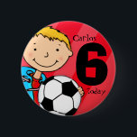 Nombre y botón de edad del fútbol/fútbol/placa<br><div class="desc">Personalizar de botón/insignia de fútbol de cumpleaños para ese toque especial extra.</div>