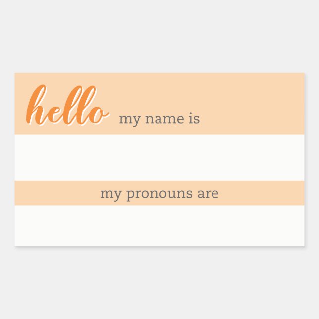 Nombre y etiqueta de Pronoun - Naranja (Anverso)