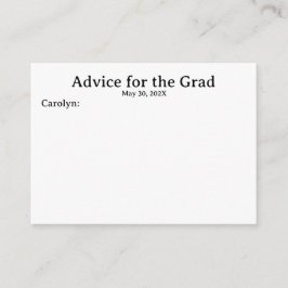 Nombre y fecha de las tarjetas de asesoramiento de