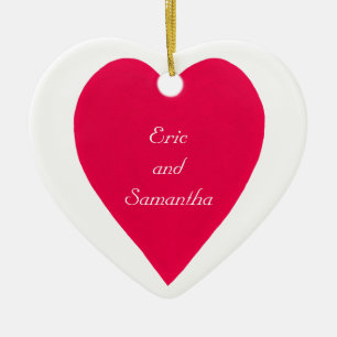 Nombre y fecha Ornamento del Corazón Rojo