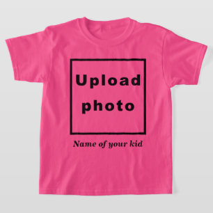 Nombre y foto de tu hijo en camiseta de niños rosa