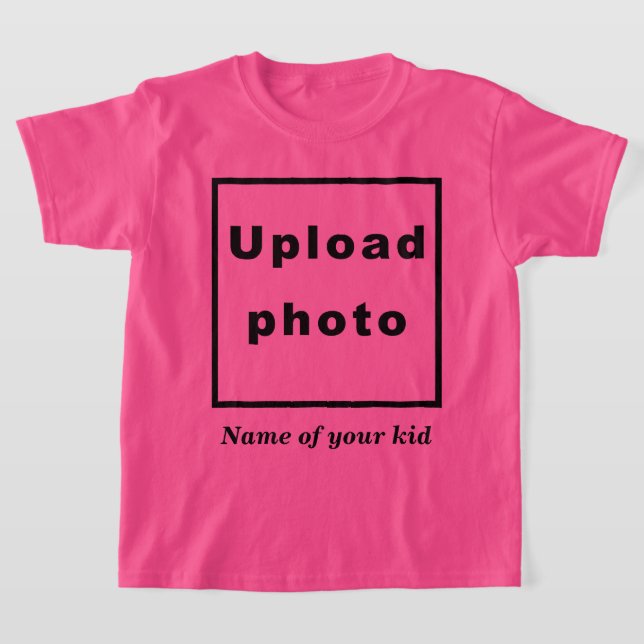 Nombre y foto de tu hijo en camiseta de niños rosa (Distribución)