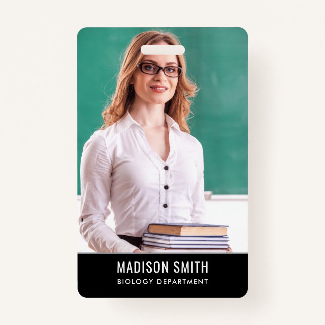 Nombre y foto personalizados | Tarjeta de identifi (Anverso)