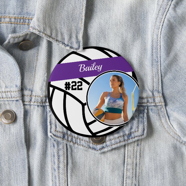 Nombre y número de pin de voleibol Botón de foto m (In situ)