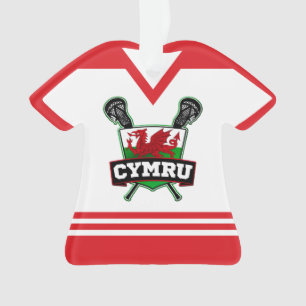 Nombre y número de Wales Cymru Lacrosse Ornamento