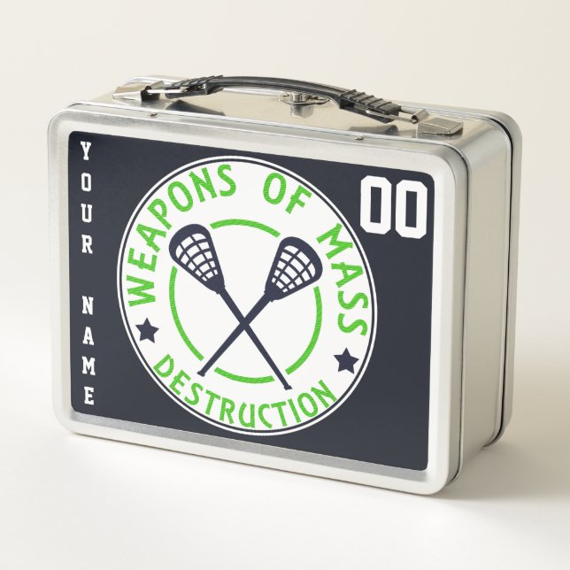 Nombre y número personalizado Lacrosse Lunch Box (Reverso)