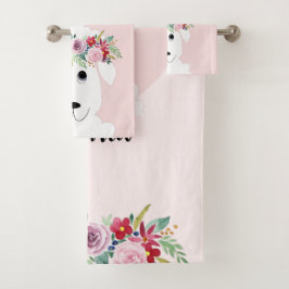 Nombre y oveja de acuarela floral caprichosa