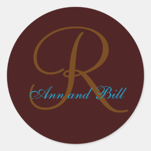 Nombre y último sello inicial marrón y Verde azula