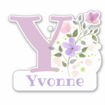Nombre Yvonne con la letra Y Pegatina de corte