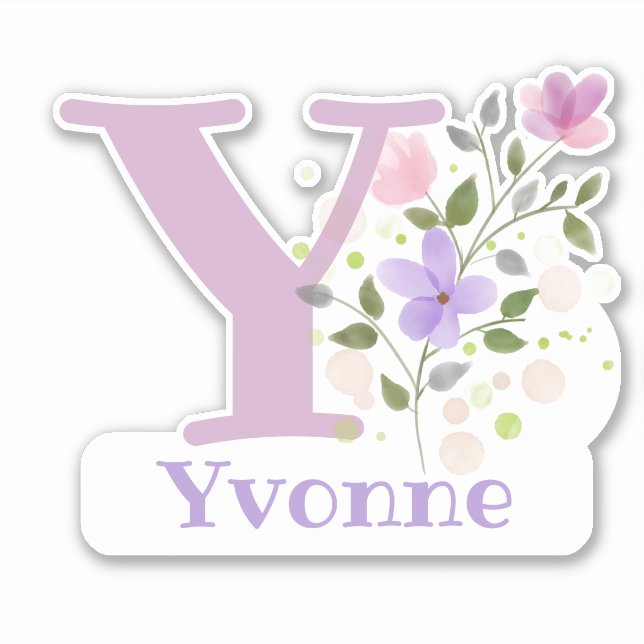 Nombre Yvonne con la letra Y Pegatina de corte (Anverso)