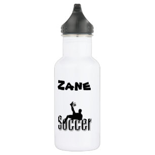 Nombre Zane Con Diseño De Fútbol, Botella De Agua
