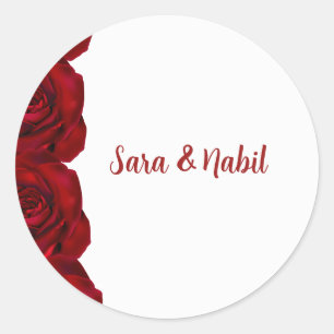 Nombres Bodas personalizados Pegatinas rosas rojas