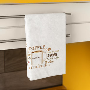 Nombres de cafés Toalla de cocina personalizada
