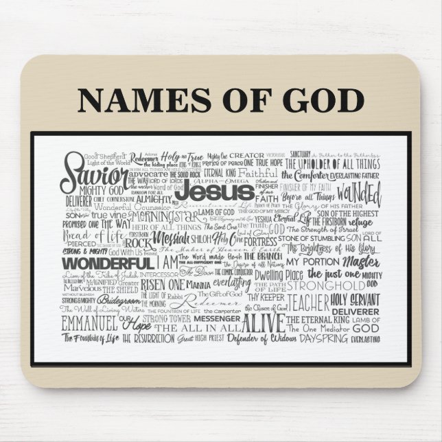 Nombres de Dios en Alfombrilla de ratón marrón cla (Frente)