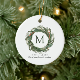 Nombres de familia flores ornamento de Navidad