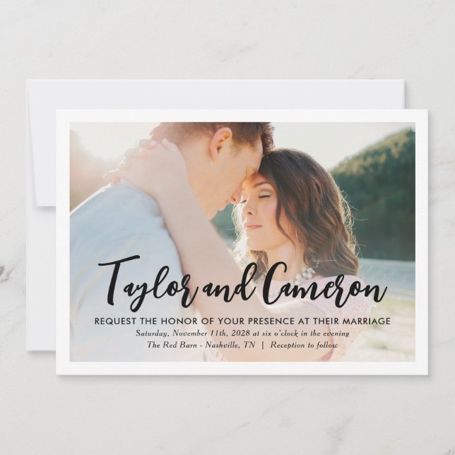 Nombres de guión Invitación a matrimonio simple de (Anverso)