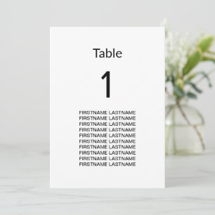 Nombres de invitados Limpiar tarjeta de mesa simpl