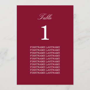 Nombres de invitados Tarjeta de mesa roja de Borgo