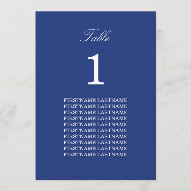Nombres de invitados Tarjeta de tabla azul oscura (Anverso)