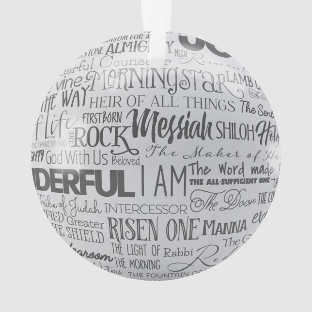 Nombres de Jesús Ornamento Cristiano de Navidad (Reverso)