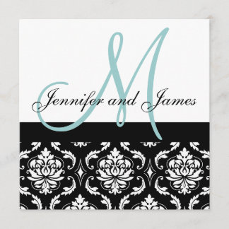 Nombres de monograma azul Invitación a matrimonio