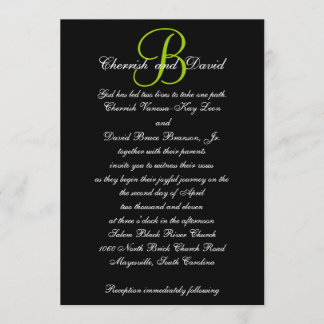 Nombres de monograma de invitación de boda Verde 4