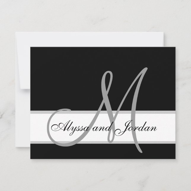 Nombres de monograma de tarjetas RSVP de boda mode (Anverso)