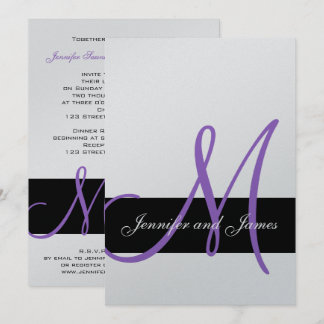 Nombres de monograma púrpura de invitación a matri
