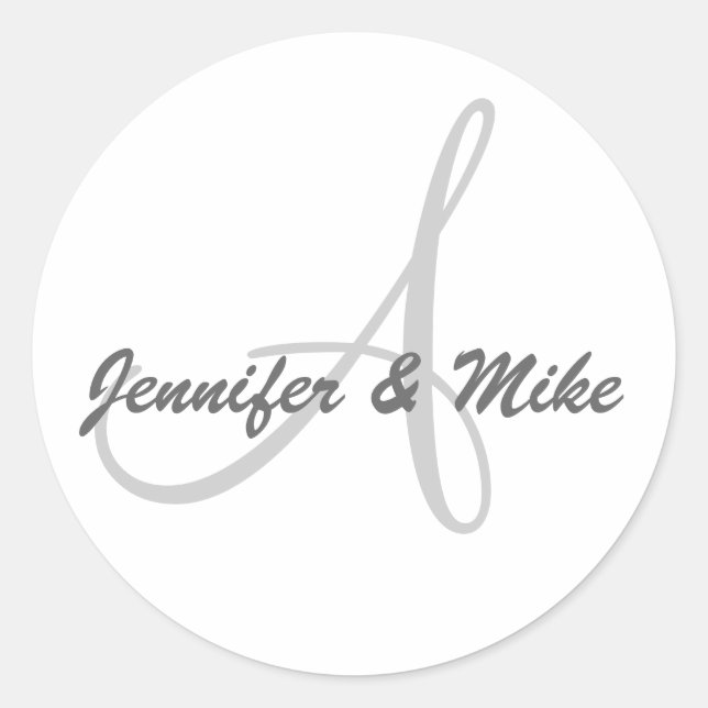 Nombres de monograma y Pegatina inicial blanco y c (Anverso)