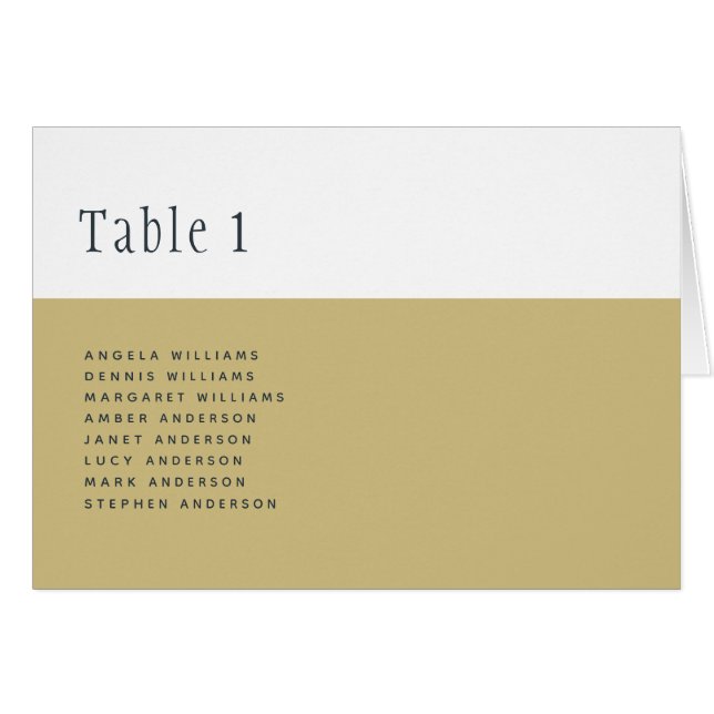 Nombres de números de tabla de Boda blanco de oro  (Anverso (Horizontal))