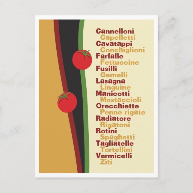 Nombres de pasta con postal gráfica (Anverso)