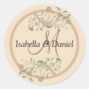 Nombres de Pegatinas de regalo de Boda Monogram Br