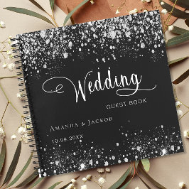 Nombres de plata negra de boda de libros de invita