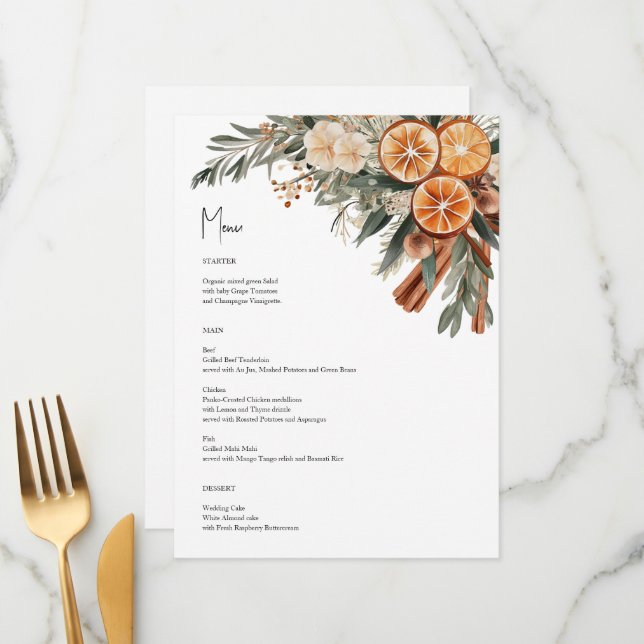 Nombres de tarjetas del menú Boho Fall Winter en l (Anverso/Reverso In Situ)
