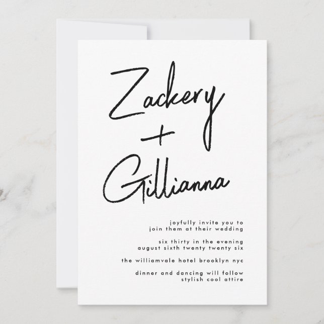 NOMBRES elegantes | Invitación moderna de Boda bla (Anverso)