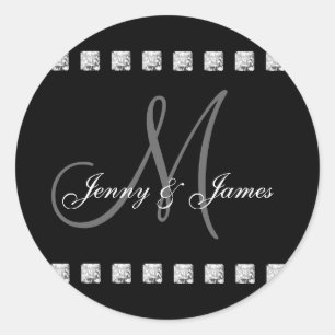 Nombres iniciales de diamante M Etiquetas de bodas