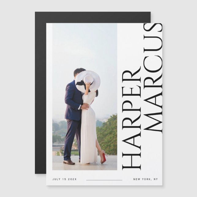 Nombres laterales Foto moderna Guardar la tarjeta  (Anverso/Reverso)