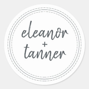 Nombres modernos Sello para sobres Boda blanco neg