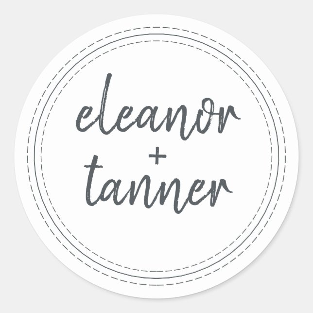 Nombres modernos Sello para sobres Boda blanco neg (Anverso)