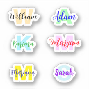 Nombres monogramados, Pegatinas transparentes a pr