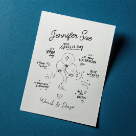 Nombres personalizados Doodle tarjeta de cumpleaño