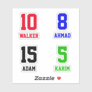 Nombres personalizados y números, calcomanías para