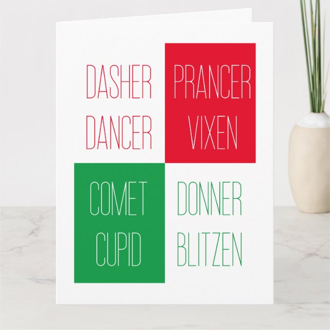 NOMBRES REINDEER Tarjeta para Navidades grandes (Anverso)