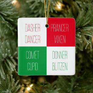 NOMBRES REINDERES Ornamento cuadrado de cerámica